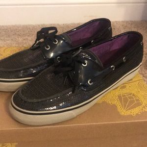 Sperrys Black Sequined Shoes
